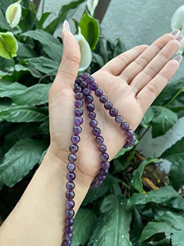 Image of Purple Amethyst Mala Natural Crystal Gemstone 6mm 108 Beads Jap Mala for Meditation, Pooja, Chanting, Wearing (6mm, Amethyst)