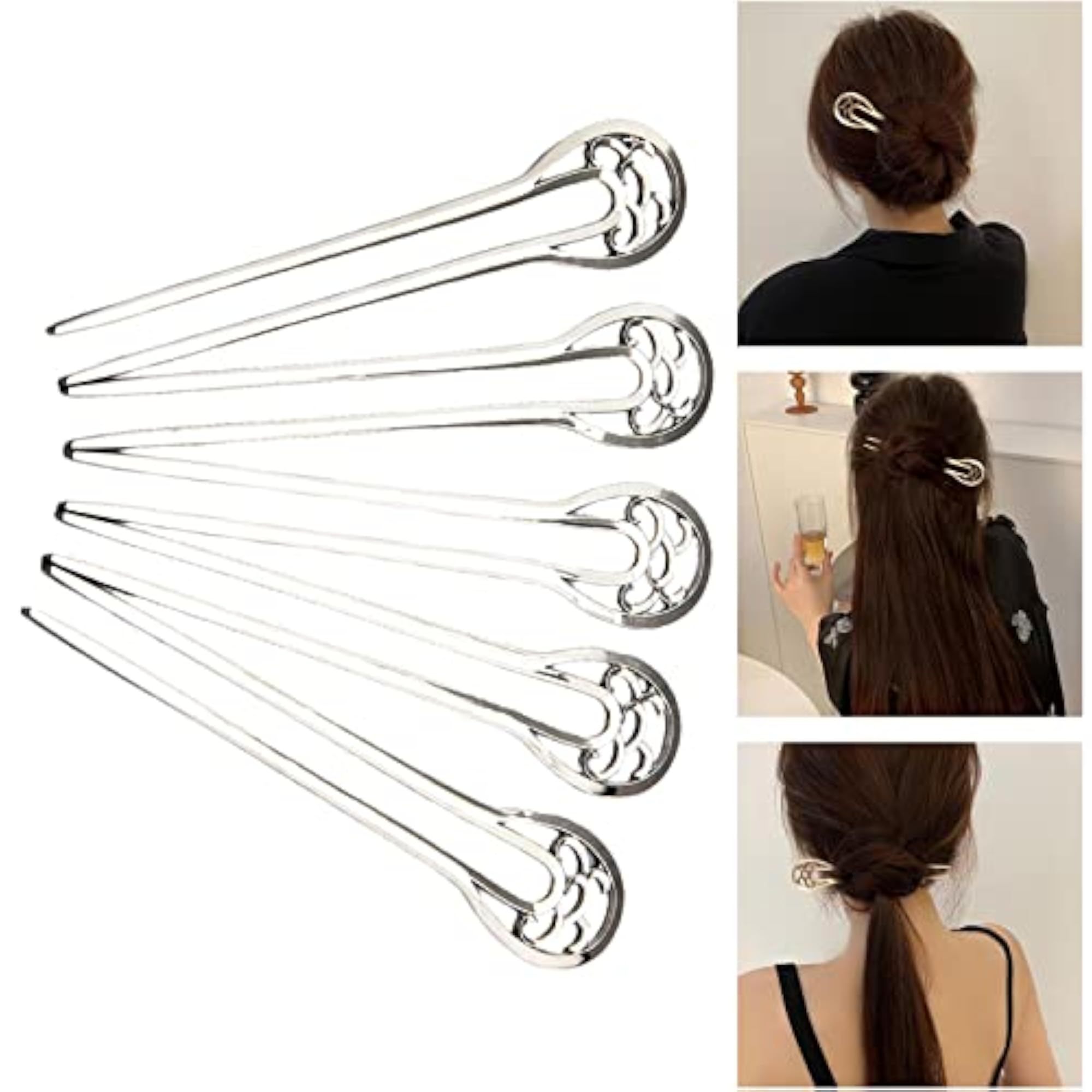 5 Hair Sticks Chignon Pin U Shape for Wedding Accessories