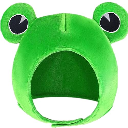 TRIXES Chapeau Grenouille avec Grands Yeux Fantaisie - Costume Fantaisie - Bandeau Crochet et Boucle en Peluche - Accessoires de Costume