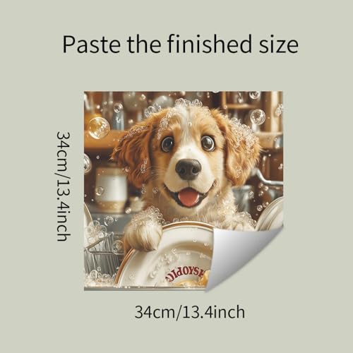 Vinilo Decorativo de Pared de Perrito Dorado para Baño miniatura 2