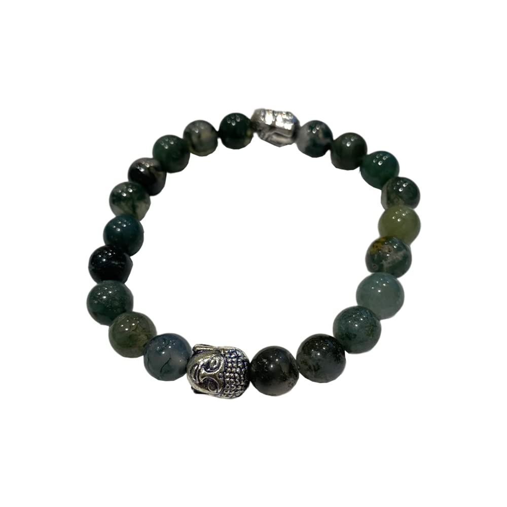VIE Chakra Buddha Bracelet, Moss Agate