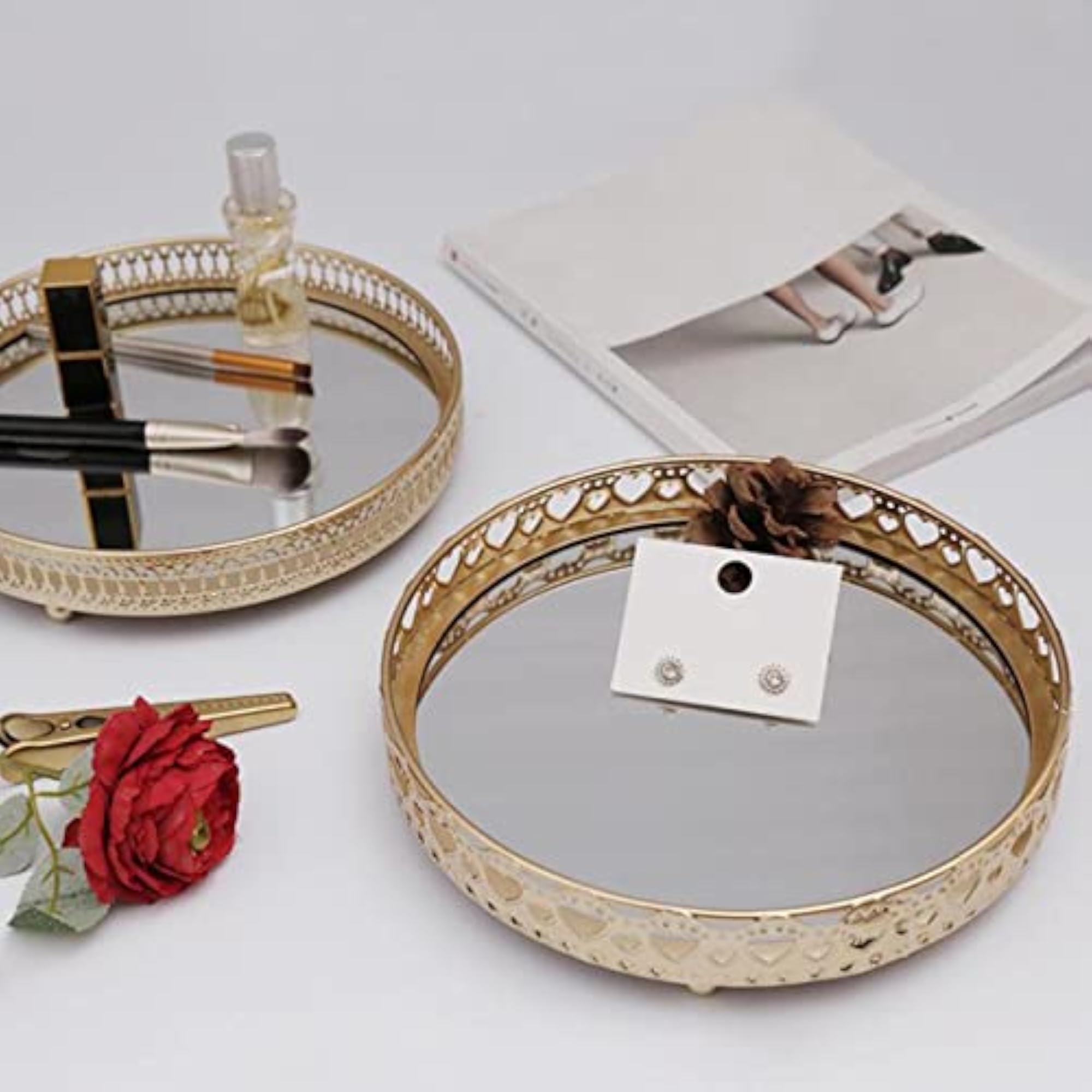 Tray Serving Mirror Jewelry Dish Storage Display