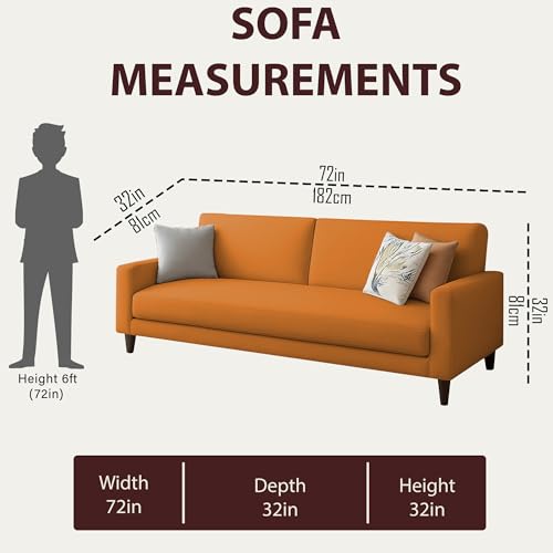 Image of Kathleen 3 Seater Sofa Set for Living Room - Foldable Convertible Couch Furniture for Home, Office or Guest Use, Modern Designer Stylish Comfortable (Orange)