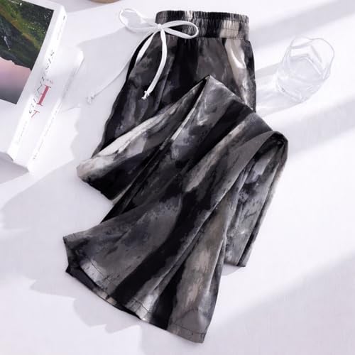 Image of Celary Women's Printed Palazzo Pants - Silk Blend High Waist Wide Leg Trousers | Elastic Waist Relaxed Fit Casual Flowy Pants for Travel, College, Office