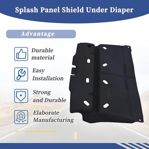 Image of ML3Z-7222-D Splash Panel Shield Under Diaper Compatible with Ford F150 2015-2020 with Gasoline Engine Replace ML3Z7222D (Not Fit Raptor Model /Not Fit 3.0L Diesel) Black Splash Guard