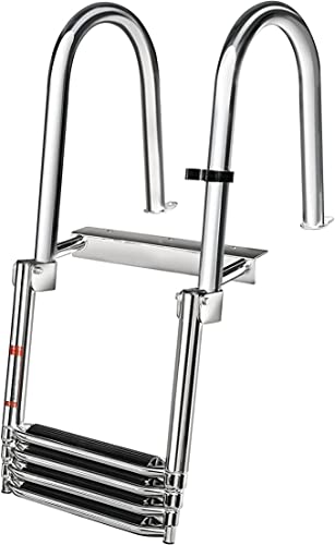 Escalera telescópica para bote de acero inoxidable premium, 4 peldaños miniatura 6