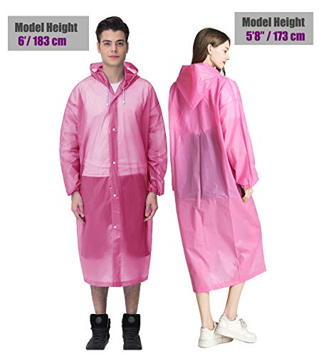 Hlkzone Raincoat, [2 Pack] Portable Eva Rain Coats Reusable Rain Poncho With Hood And Elastic Cuff Sleeves #TOP4