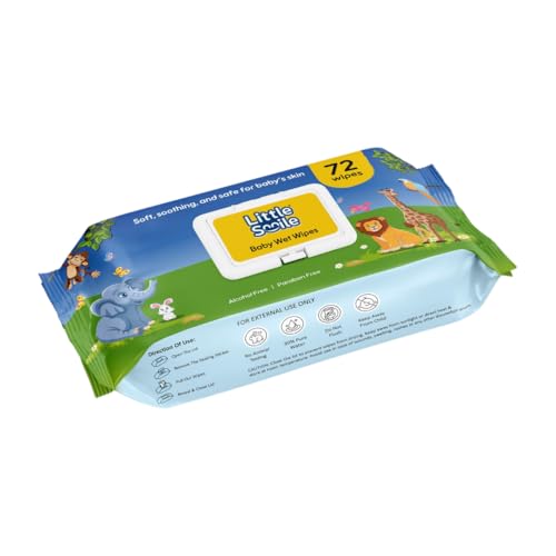 Image of Baby Wet Wipes with Lid-Lock (72s x Pack of 1) | 90% Pure Water Based Wet Wipes for Babies Face, Hands & Bums | Anti-Bacterial, Alcohol Free, pH Balanced Fragrance-Free Baby Wipes