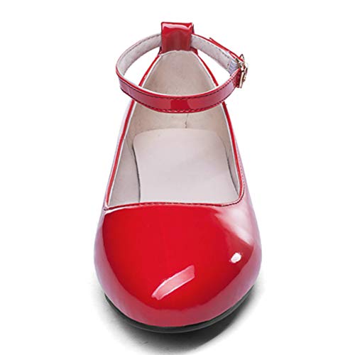 LUXMAX Womens Patent Leather Ballet Flats Ankle Strap Ballerina Shoes3