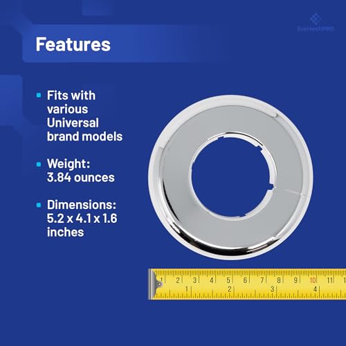 PLB23013P112IPS EvertechPRO Wall Plate - Chrome Plated 1-1/2 Inch IPS Escutcheon Plate - Split Flange - Easy Installation Plastic Material - Universal Escutcheons Flanges