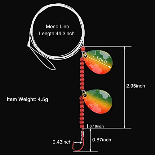 Walleye Fishing Lures Spinner Rigs, 6 Pack Crawler Harness Walleye Spinner Rig Kit Fishing Live Bait Rigs With Colorado Blade Beads Octopus Hook For Freshwater Saltwater #TOP3