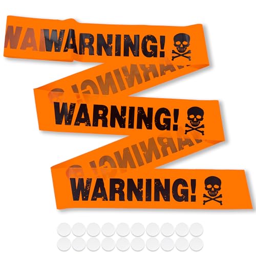 UBRAVE Halloween decorations caution tape, Cinta de precaución de halloween（Naranja）, señal de distanciamiento de Peligro para áreas de Peligro de Trabajo,7.5cm*20m no Adhesivo