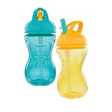 Nuby 2-Pack Flip-It Easy Grip Cups with Easy-Flo Straw, 10 Oz, Neutral