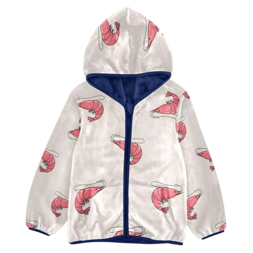 Shrimp Pattern Repeats on Fabric Toddler Fleece Jacket Girl Boys Hooded Fleece Jacket Coat Warm Outwear Zip-up 3-10T