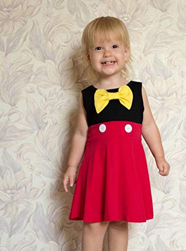 Girls Mickey Dress for Toddler Cotton Sleeveless Bow Red Dress Mickey Minnie Dresses2
