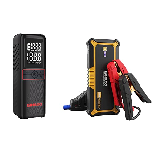 GOOLOO GT160 Tire Inflator Portable Air Compressor for Car Motorcycle Bike Ball & GP4000 Car Battery Charger Jump Starter for 12 Volt Automotive Batteries