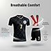Alorsict Kids Soccer Jersey Set | Uniform Kit with Shirt Shorts Socks #7 Necklace for Boys Girls,School Sports Training Match (C.R.Black#7, 11-12 Years)