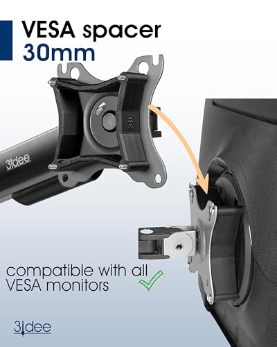 Image of 3IDEE Universal VESA Spacer Compatible with Many Samsung, HP, MSI Monitors (Samsung Odyssey G95C & More) - 30mm Distance - Monitor Mount Adapter (100x100mm)