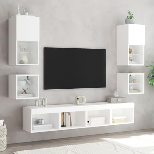 Table de chevet murale blanche au design flottant épuré avec éclairage LED intégré - 5