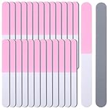 WJIAAA 25 Stück Polierfeile Fingernägel, Nagelpolierer für Naturnägel, 3-seitig, Körnung 600/1200/3000, EVA-Nagelfeilenblöcke für Acryl Naturnägel, Heim Salongebrauch (Weiß/Rosa/Grau, 7,01 x 0,75 Zoll