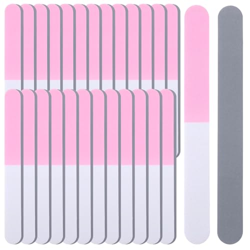 WJIAAA 25 Stück Polierfeile Fingernägel Nagelpolierer für Naturnägel 3-seitig Körnung 600/1200/3000 EVA-Nagelfeilenblöcke für Acryl Naturnägel Heim Salongebrauch (Weiß/Rosa/Grau 7 01 x 0 75 Zoll