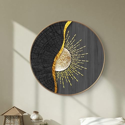 Livin'luxe paintings Abstract sunrise modern art Crystal Embedded High Gloss Mirror Finished Surface Golden Slim Frame 58 cm x 58 cm Large Size, For Home/Office/Hotel painting GR-18