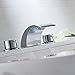 Aquafaucet Waterfall Bathroom Faucet Chrome Widespread Two Handle 3 Hole 8 Inch Led Light Vanity Sink Bath Tub Restroom Faucets Parts Lavatory Mixer Tap Water Hoses Spout Commercial