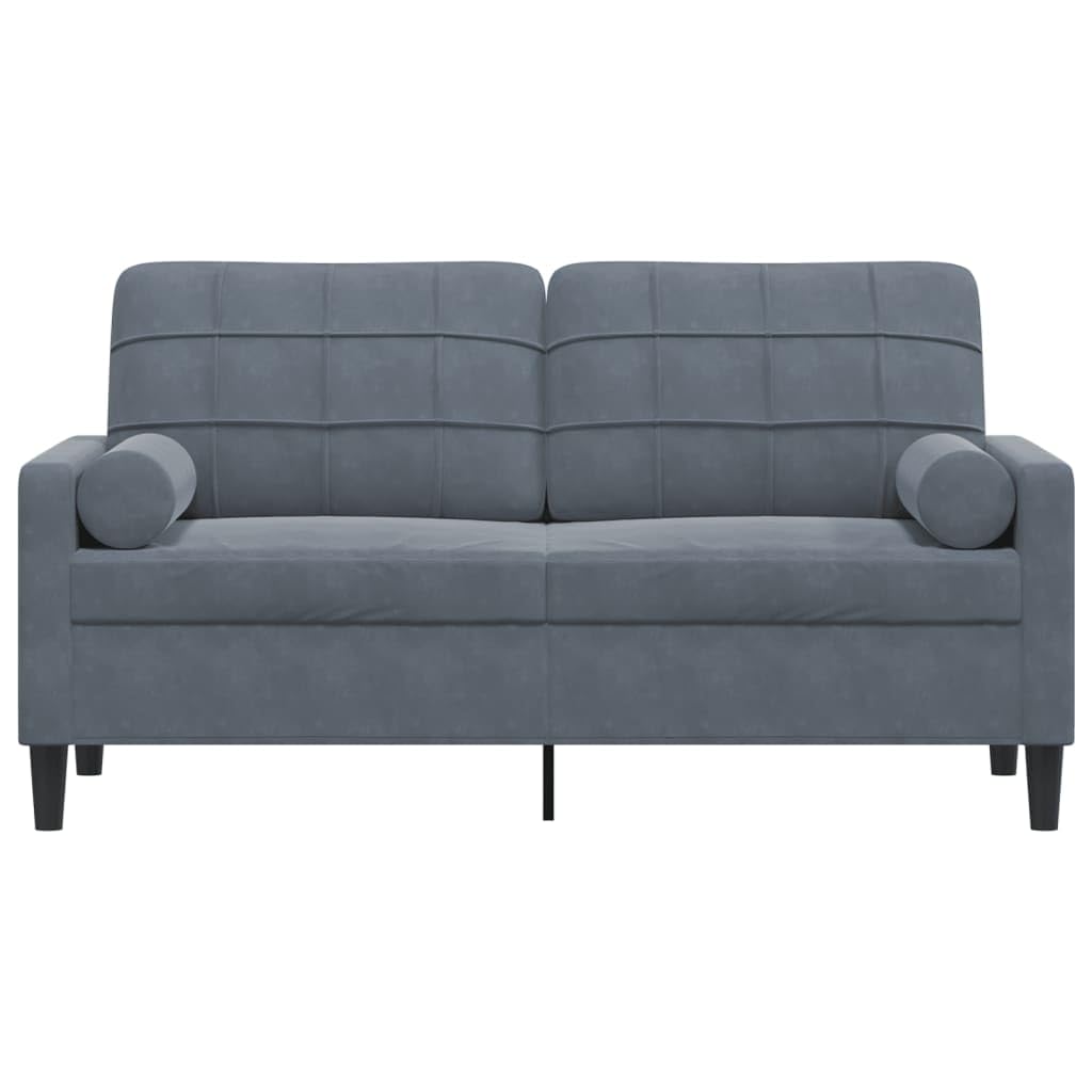 vidaXL Sofá de 2 plazas con Cojines Terciopelo Gris Oscuro 140 cm, sofá, sofá de salón, sofá de Tela, sofá tapizado, sofá de Tres plazas