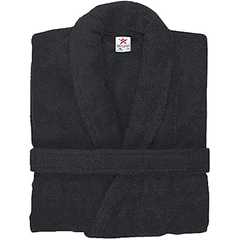 Organic Ecological Sustainable Black Cotton Terry Towel Plain Bathrobe (L/XL) Cover