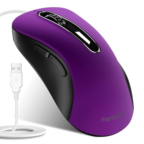 Memzuoix Ratón Usb Con Cable Ratón Óptico De 1400 Dpi, 5 Botones, Diseño Ergonómico Con Cable De 1,5m Para Ordenador, Laptop, Pc, Mac Púrpura