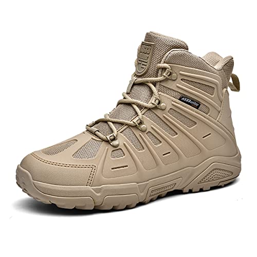 Botas de Combate para Hombre Botines de Senderismo Táctico Botas de Excursionismo Militares de Desierto,Beige,46