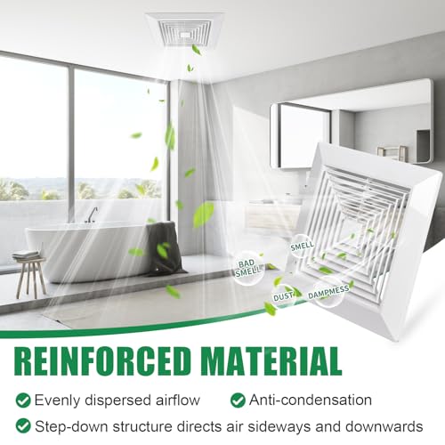 Cubierta blanca para extractor de baño (paquete de 4 unidades, 12 x 12 pulgadas), con resorte, montaje en techo o pared, rejilla, difusor de aire, campana de ventilación, accesorios de reemplazo miniatura 5