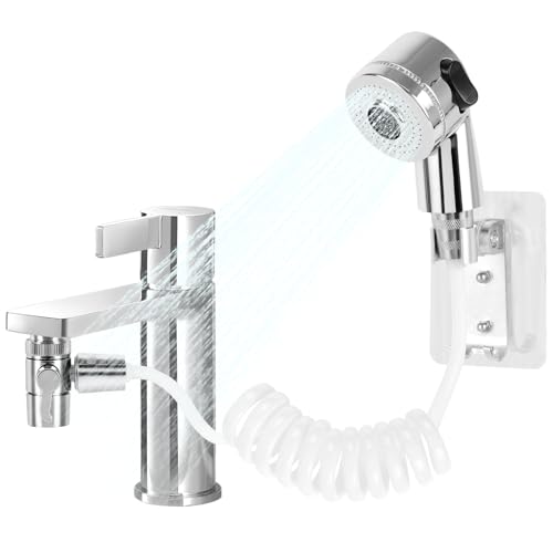 Gelewuld Handbrause für Waschbecken Duschkopf für Dusche Duschkopf mit 2 m Schlauch Handbrause für Bidet Badezimmer Universal-Handbrause für Wasserhähne perfekt zum Waschen von Haaren Haustieren