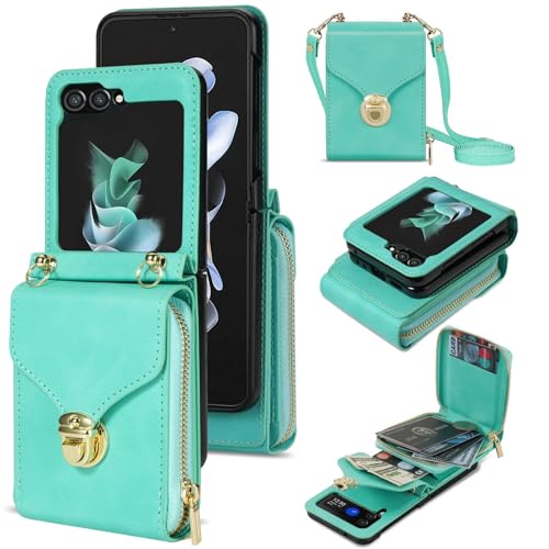 Coque Samsung Galaxy Z Flip 6 verte en bandoulière pour vos sorties et voyages légers