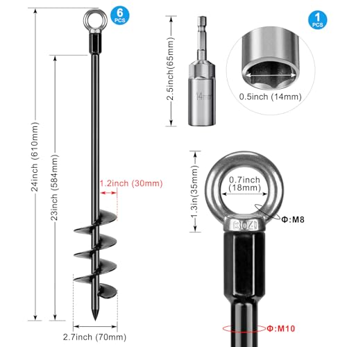 Estaca para tienda de campaña y camping BeneLabel: tornillo de anclaje para toldo y columpio 3