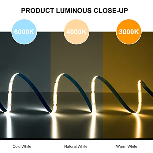 Tira de LED SEZO COB 16.4ft Luz Blanca Cálida 3000K miniatura 7