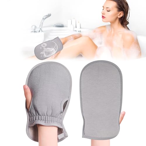 Guante exfoliante de Bambú, 2 Piezas para Cuerpo y Cara - Limpieza Profunda de Poros, Manoplas Baño, Manopla de Exfoliación Corporal, Guante de masaje, Esponja de Ducha para Peeling y Masaje