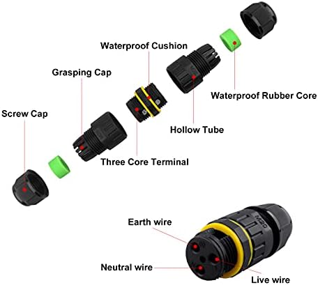 Waterproof Junction Box, Electrical Cable Connectors, Waterproof IP68 Sleeve Coupler Outdoor Cable Connection, Garden Wire Connectors for ø 5 mm to 9 mm Cable Diameter (2 Pcs)