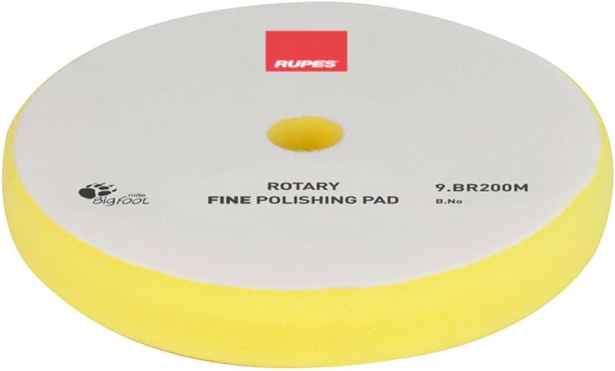 9.BR200M - Aftermarket Replacement Rotary Fine Polishing Foam Pad 175/180mm - Yellow Compatible with RUPES