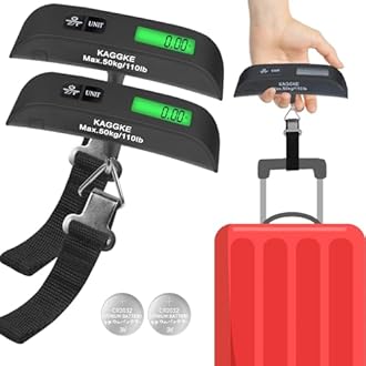 2 Pcs-Black Travel Digital Luggage Scale - Portable Baggage Scale - Suitcases Weight Scales - Ideal for Travel Scale Luggage Weight - 110LB/50KG, Includes Battery - Temperature Display Hanging Scales