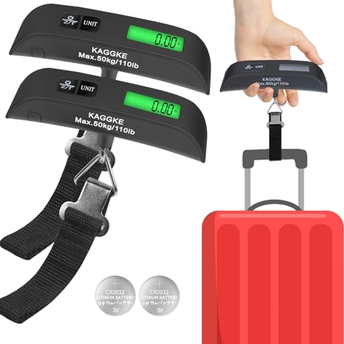 2 Pcs-Black Travel Digital Luggage Scale - Portable Baggage Scale - Suitcases Weight Scales - Ideal for Travel Scale Luggage Weight - 110LB/50KG, Includes Battery - Temperature Display Hanging Scales