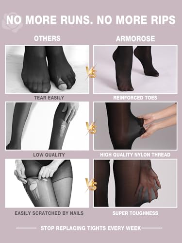 Image of Indestructible Tights for Women, Rip Resistant Durability T-Crotch Pantyhose Semi Sheer High Waist Stockings