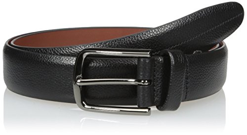 Perry Ellis Portfolio Park Ave Men's Dress Belt, Burnished Edges and Silver Prong Buckle, Textured Leather Belt