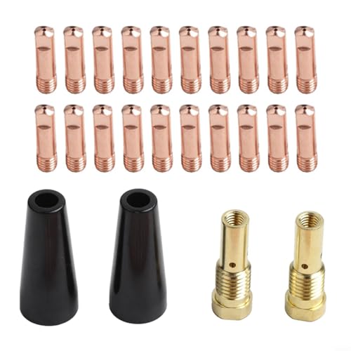 EffiFish Kit de 24 accesorios de soplete de soldadura para núcleo de flujo 14AK, incluye 20 puntas, 2 boquillas, 2 difusores, metal para soldaduras precisas sin gas (0,8 mm)