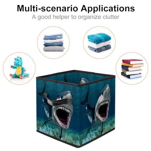 Boîte de rangement pliable tissu cube placard chambre maison requin - 3