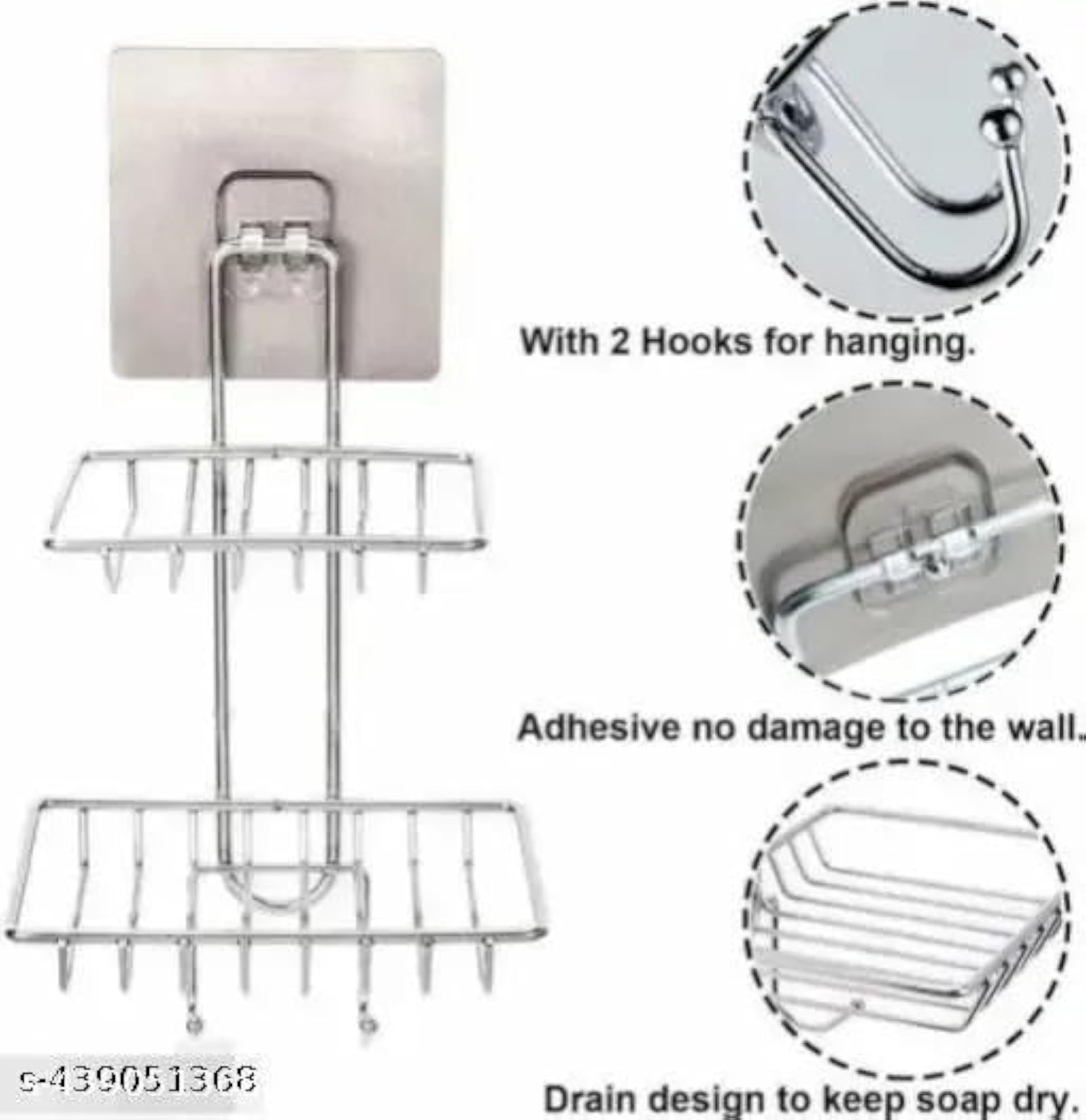 Wall Mounted Double Layer Soap Dish Holder, Stainless Steel