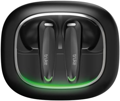 truke New Launch BTG Crystal True Wireless in Ear Buds with Dual Pairing, Spatial Audio Earbuds, 40ms Low Latency, 68H Playtime Fast Charge, HiFi DSP Sound, 4Mics ENC 13mm Driver, Bluetooth 5.4-Black