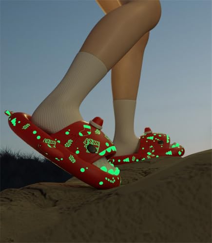 Christmas Shark Slides,Halloween Shark Slides, 3D Shark Slides Glow in the Dark, Thick Sole Non Slip For Men Women 6