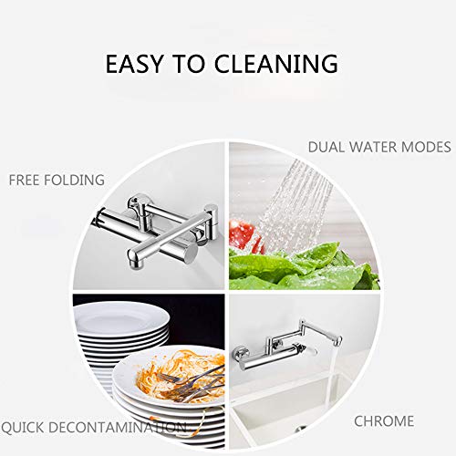 Robinet de cuisine pliable mitigeur mural en laiton pour évier double - 8