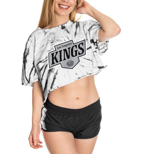 Calhoun NHL Surf & Skate Womens Oversize Drop Shoulder Crop T-Shirt – The Sunset Collection (LA Kings, Small/Medium)